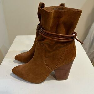 Urban Outfitters heeled wrap around suede booties